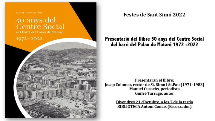 Presentació del llibre 50 anys del Centre Social del barri del Palau