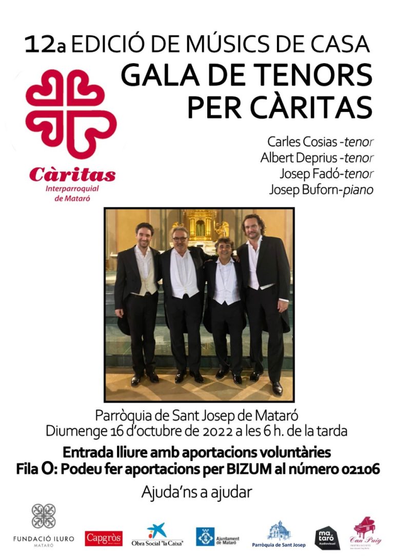 Gala de tres tenors amb Josep Fadó, a benefici de Càritas