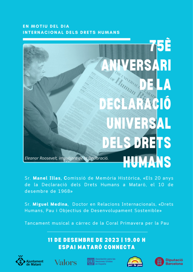 75è Aniversari Declaració Universal dels Drets Humans. 11 desembre – 19 hores