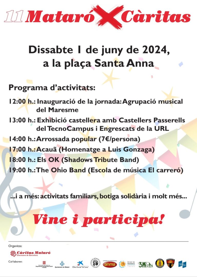 Mataró x Càritas – Dissabte 1 de Juny de 2024